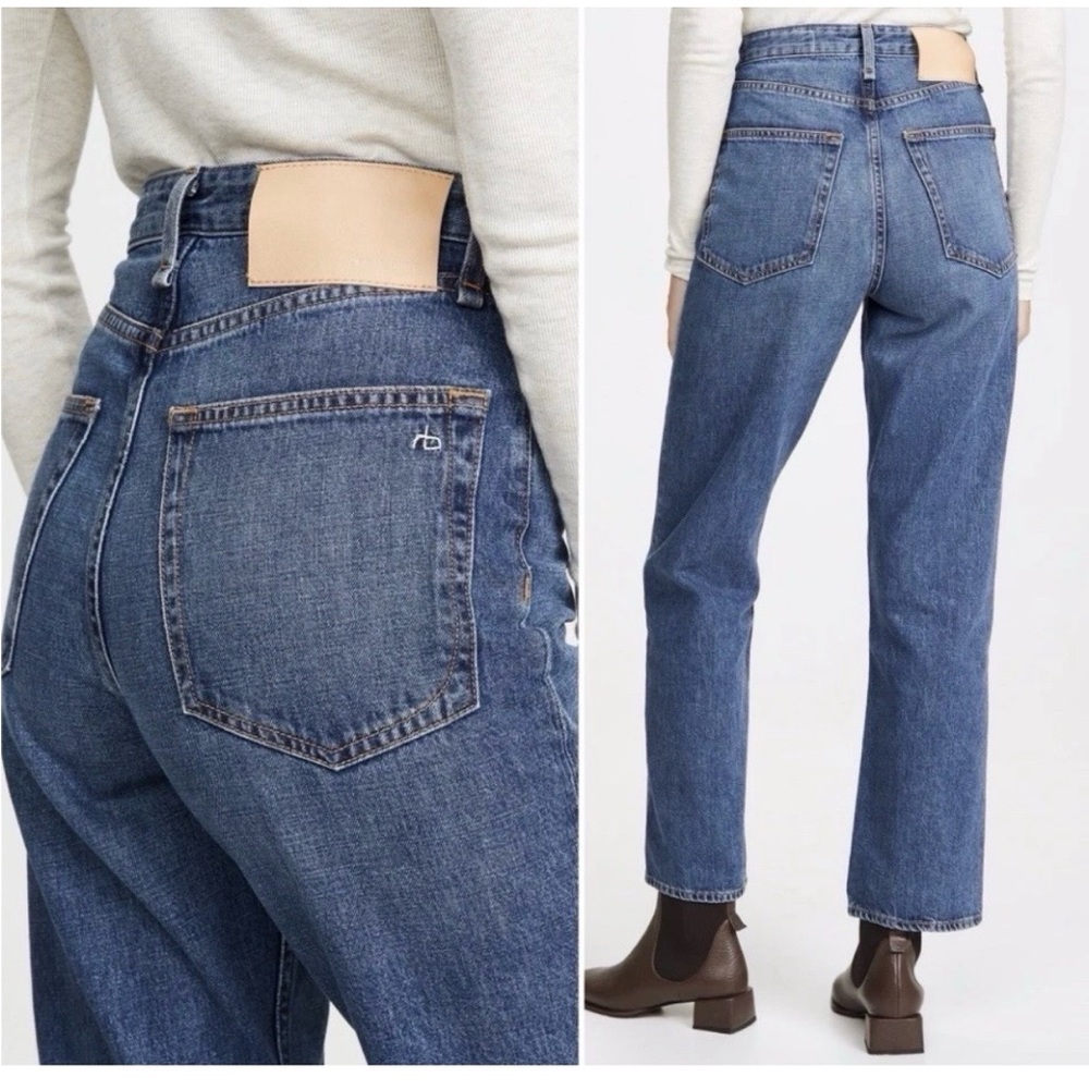 Rag & Bone Ruth Super High-Rise Straight Leg Jeans Baywater Size 24 - Picture 2 of 16